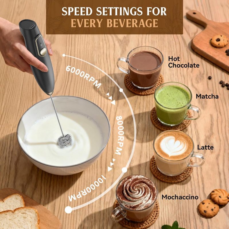 Rechargeable Milk Frother Wand With Stand - Image 2