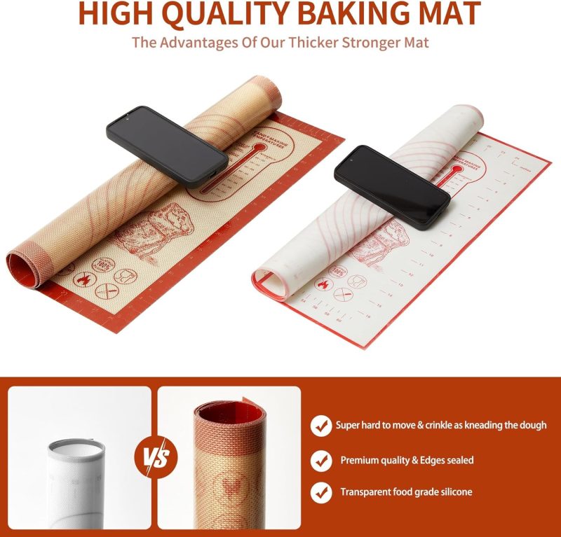 Silicone Baking Pastry Dough Mat - 28X20Inch Extra Large Cookie Bread Rolling Mats Sheet - Image 3