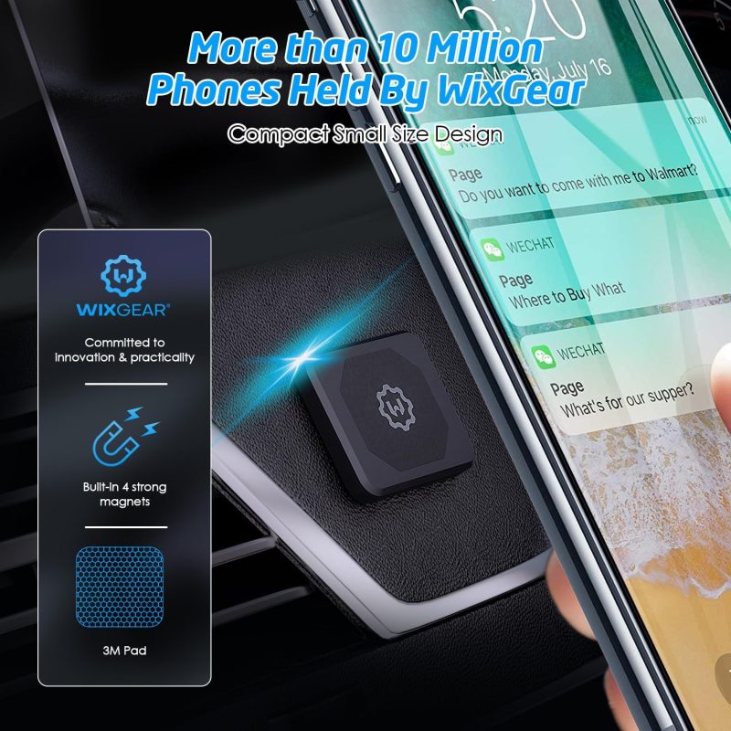 Wixgear Rectangle Flat Stick On Dashboard Magnetic Car Mount Holder For Cell Phones And Mini Tablets With Fast Swift-Snap Technology - Extra Slim - Image 2