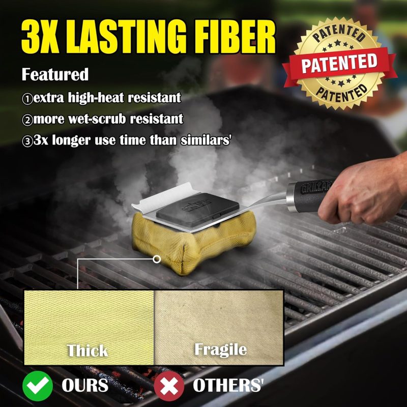 Grillart Grill Brush For Outdoor Grill Bristle Free - Reinforced Grill Cleaner Scraper Bbq Brush - Replaceable Head Barbecue Grill Cleaning Brush - Safe Bbq Accessories Grill Tools - Gifts For Men/Dad - Image 5