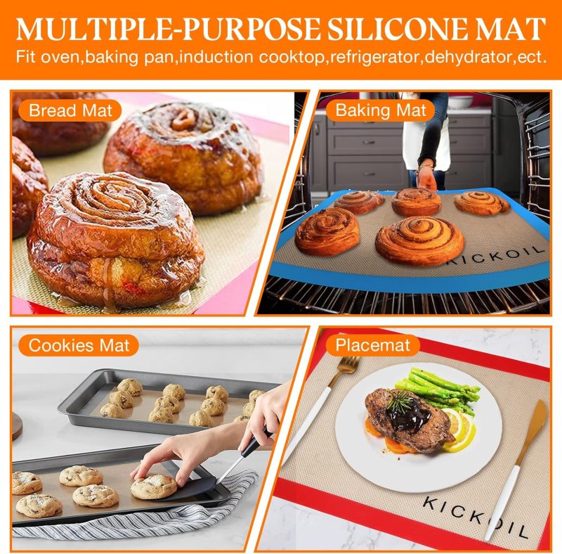 Small Silicone Baking Mats Quarter Sheet Non Stick Reusable Silicone Oven Liners - Image 6