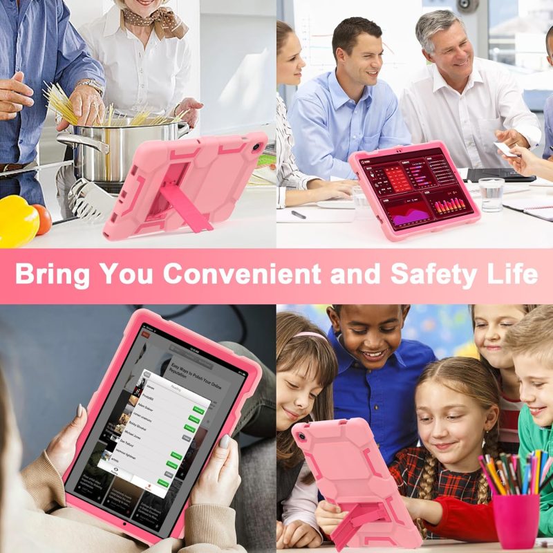 CCMAO Case for Samsung Galaxy Tab A9+ Case 11 Inch 2023 Model (SM-X210/X216/X218) Heavy Duty Shockproof Hybrid Three Layer Protective Cover for Kids Boys Girls Rose Gold+Rose - Image 6