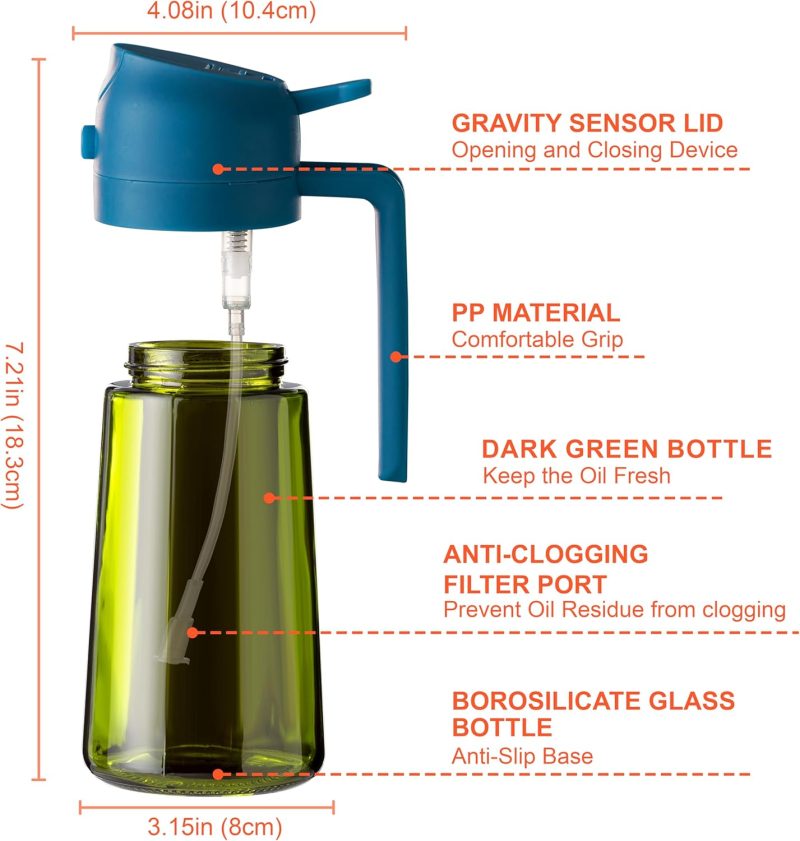 Cxinyi - 16Oz/470Ml Olive Oil Dispenser For Kitchen With Stickers - 2 In 1 Olive Oil Sprayer For Cooking - Image 6