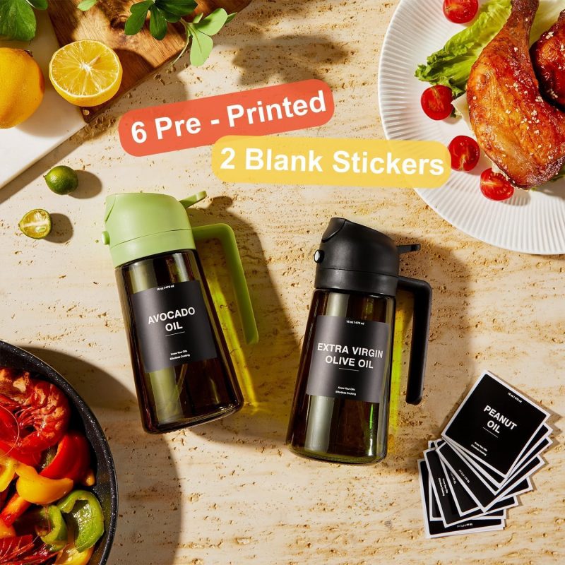 Cxinyi - 16Oz/470Ml Olive Oil Dispenser For Kitchen With Stickers - 2 In 1 Olive Oil Sprayer For Cooking - Image 2