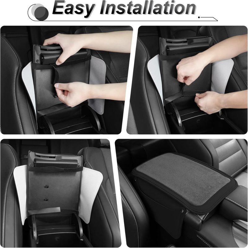 Singaro Car Leather Furry Center Console Cover With 2 Storage Bags - Image 4