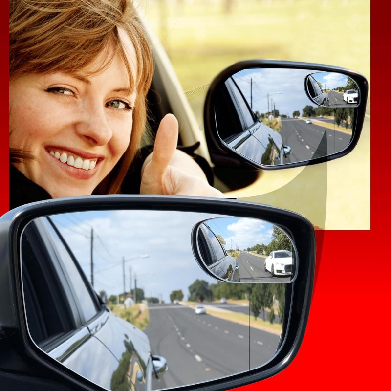 Blind Spot Convex Car Mirror - Rearview Accessories For Car Interior - Automotive Blindspot Mirrors For Larger Image And Improved Traffic Safety (2-Pack) - Image 2