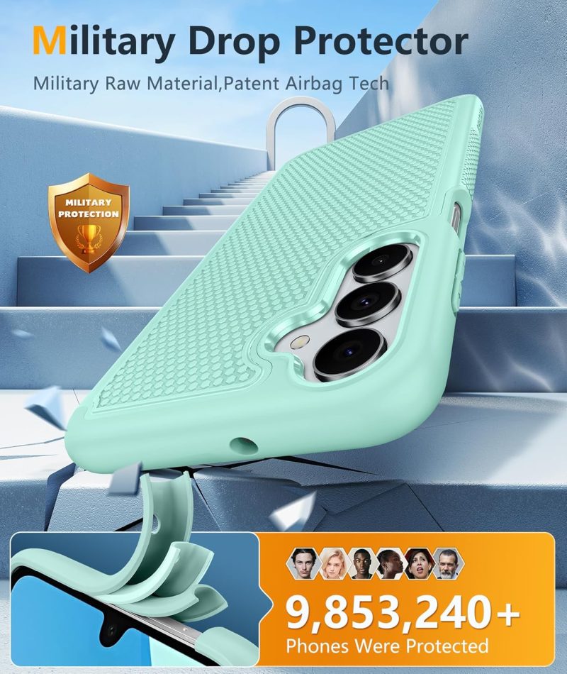 FNTCASE for Samsung Galaxy A16-5G Case: Dual Layer Protective Heavy Duty Cell Phone Cover with Non Slip Textured Back - Shockproof Rugged Military Grade Drop Protection Bumper Tough (Mint Green) - Image 5