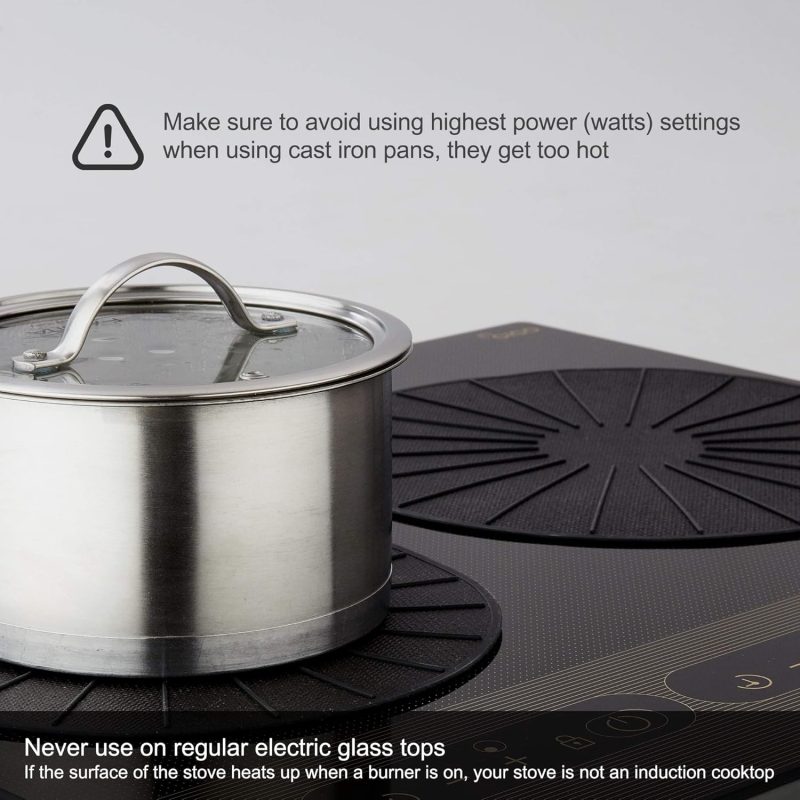 Lazy K Induction Cooktop Mat - Silicone Fiberglass Scratch Protector - For Magnetic Stove - Non Slip Pads To Prevent Pots From Sliding During Cooking_ Black (6.2Inches) - Image 6
