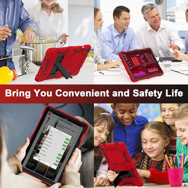 CCMAO Case for Samsung Galaxy Tab A9+/A9 Plus Case 11 Inch 2023 Model (SM-X210/X216/X218) Heavy Duty Shockproof Hybrid Three Layer Protective Cover for Kids Boys Girls Red+Black - Image 6