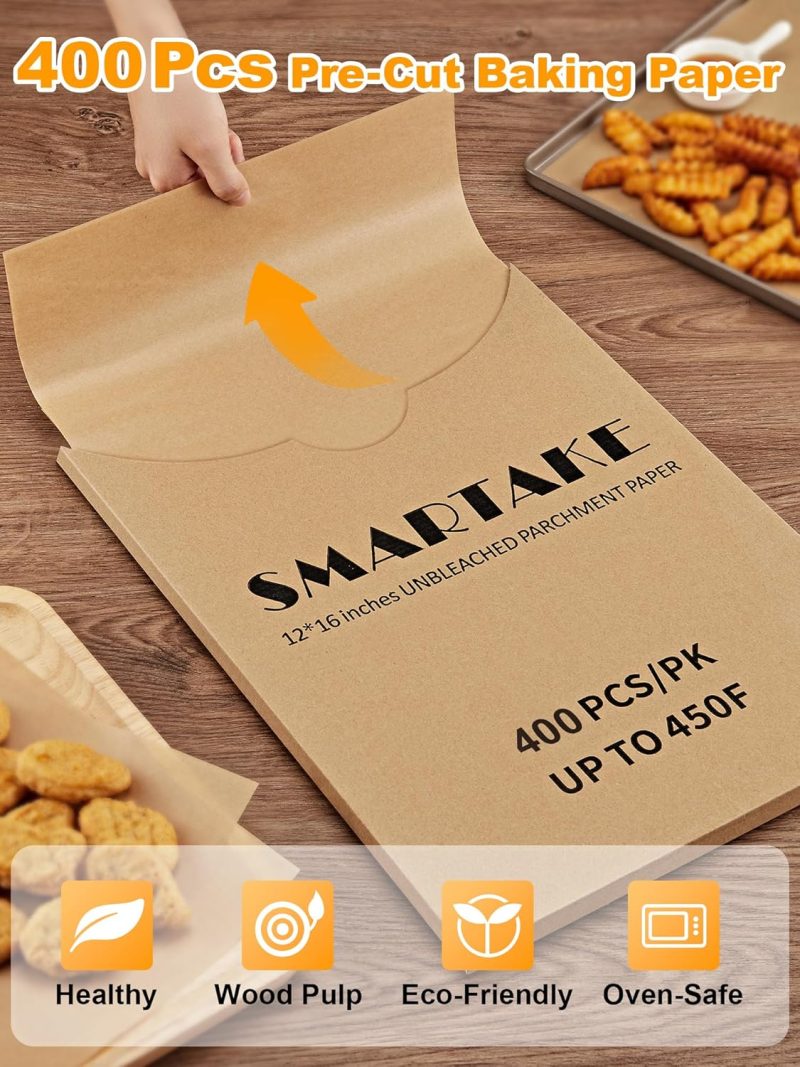 Smartake 400 Pcs Parchment Paper Baking Sheets - Image 3