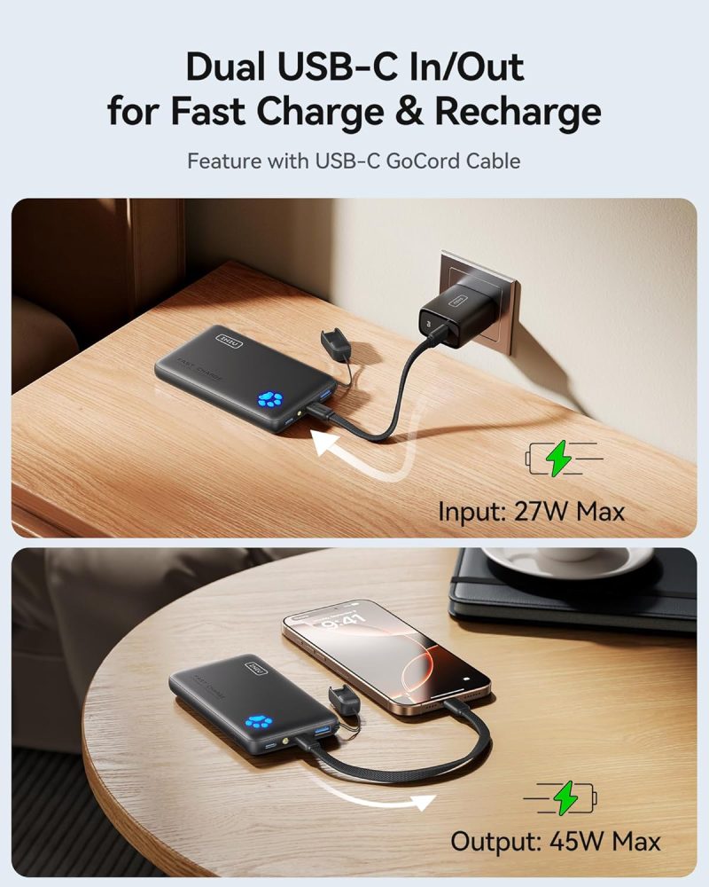 INIU Portable Charger, Ultra Slim 10000mAh 45W PD Power Bank, USB C in&Out Fast Charging Battery Pack, Travel Essential Phone Powerbank Compatible with iPhone 17 16 15 Samsung S22 S21 Google iPad etc - Image 6