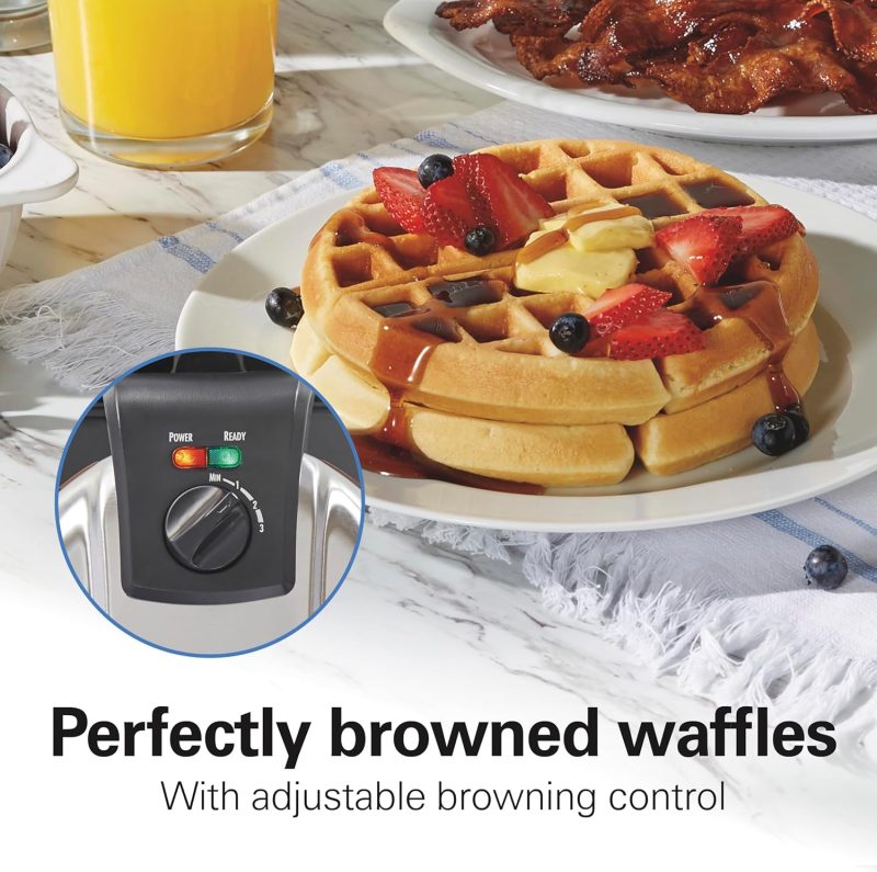 Hamilton Beach Belgian Waffle Maker With Removable Pfas-Free Durathon Nonstick Coated Plates - Image 5