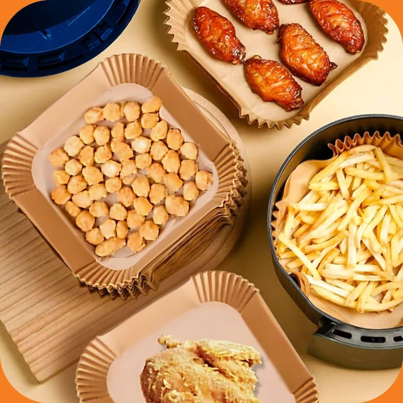 6.5-Inch Square Air Fryer Paper Liners 125Pcs For Easy Cleanup - Non-Stick - Image 6