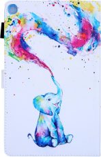 2019 for Samsung Galaxy Tab A 10.1 inch Case 2019 Model (SM-T510/T515/T517) with Stand/Pencil Holder/Card Slots/Magnetic/Folding Folio PU Leather Soft TPU Back Shockproof Cover Rainbow Elephant - Image 5