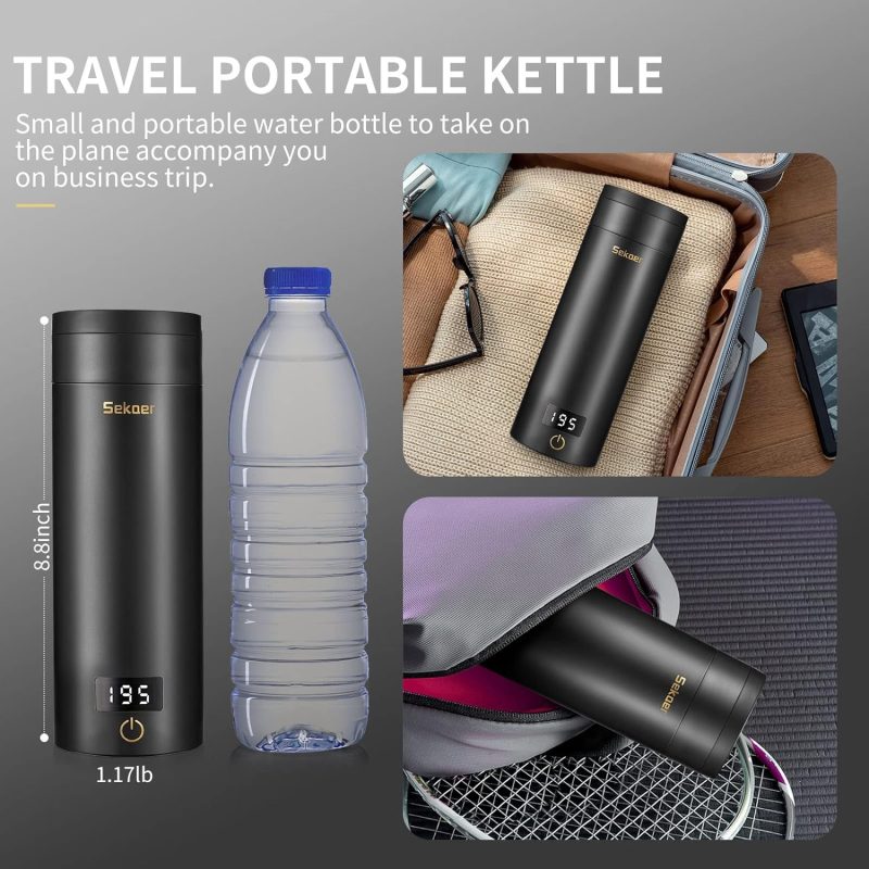 Sekaer Travel Electric Tea Kettle Portable Small Mini Coffee Kettle - Image 5
