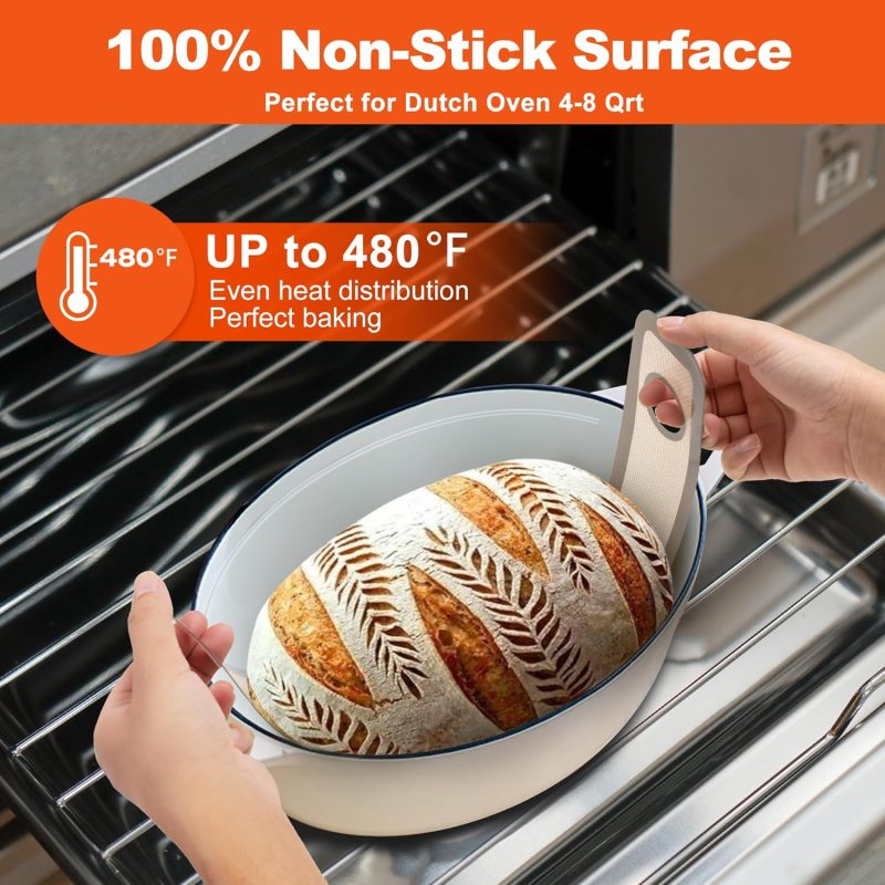 Silicone Bread Sling Oval- Non-Stick & Easy Clean Reusable Oval Silicone Baking Mat For Dutch Oven. With Long Handles Sourdough Bread Baking Mat Tools Supplier Liner - Image 4