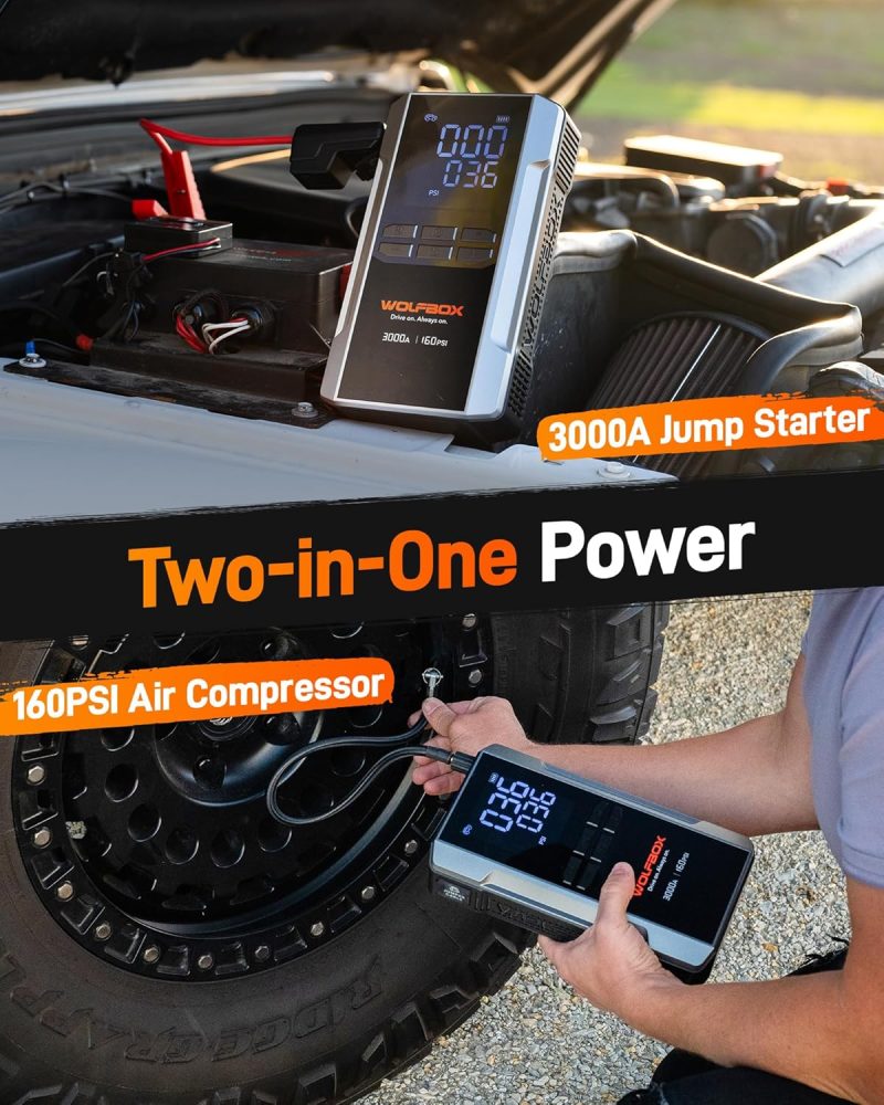 Wolfbox 3000A Jump Starter With Air Compressor - Image 2