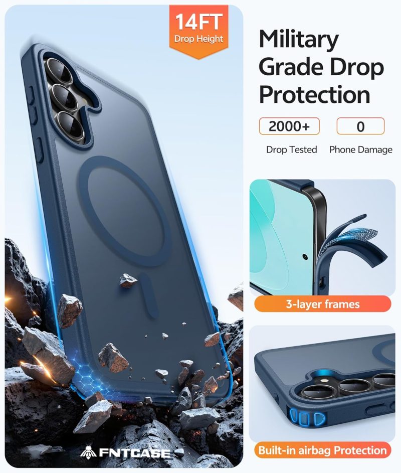 FNTCASE Hybrid Protective Case for Galaxy S25 - Blue-6.7 inch - Image 5