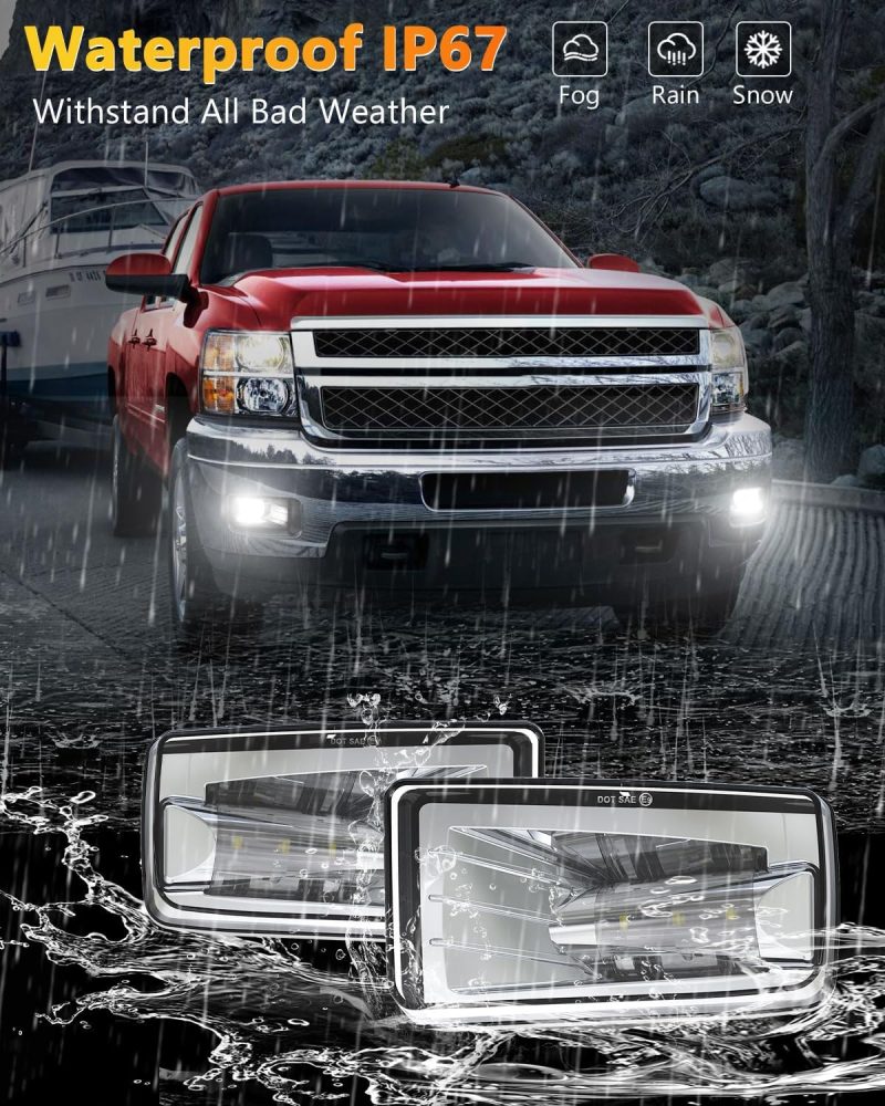 Bicyaco Led Fog Lights 5202 W/Bulbs Compatible With Silverado 1500 2500 3500 2008-2014/ Avalanche 2007-2011 / Suburban 2007-2014/ Tahoe 2007-2014/ Gmc 07-15 Sierra/Yukon W/Off-Road Package - Chrome - Image 5