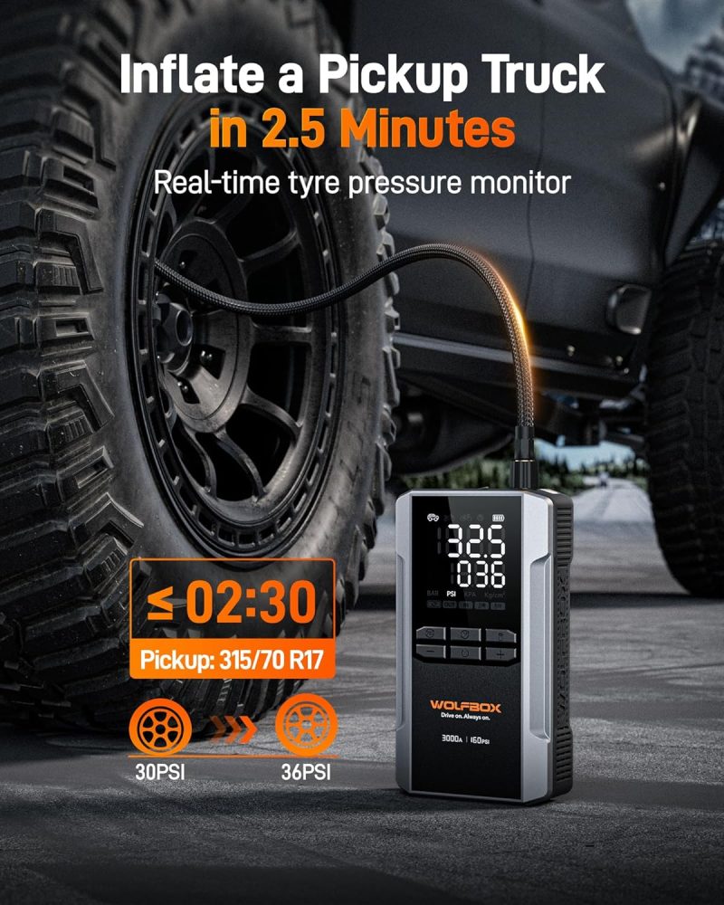 Wolfbox 3000A Jump Starter With Air Compressor - Image 4
