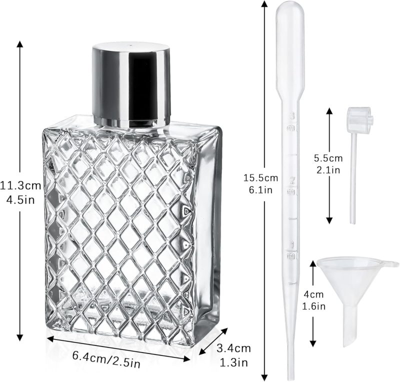 Yu Feng 2 Pack Refillable Glass Spray Perfume Bottles 100Ml / 3.4 Oz Cosmetic Fine Mist Atomizer Bottle Empty Portable Clear Glass Essential Oil Container For Travel - Image 2