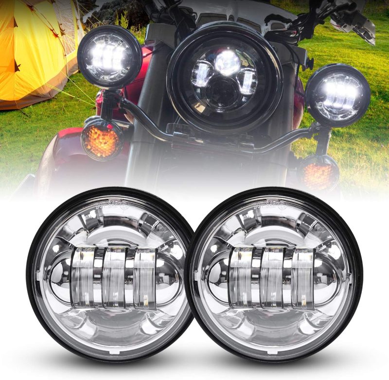 Lx-Light Dot Approved 2 Pcs Chrome 4.5 Inch Led Passing Light Led Fog Lamps For Motorcycles Auxiliary Light Bulb Motorcycle Projector Driving Lamp - Image 2