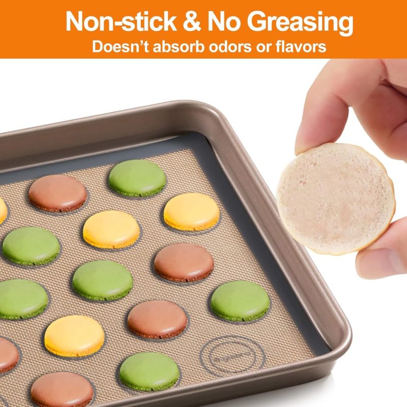 Angadona Macaron Silicone Baking Mats Kit (16Pcs Set) Macaroon Baking Mat Set Of 2 Half Sheet Macaron Silicone Mat Nonstick Macaron Mat Sheet - Image 4