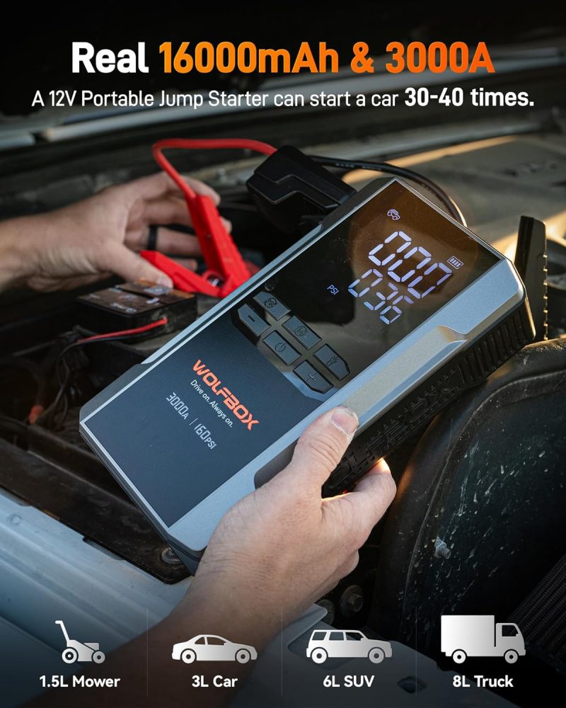 Wolfbox 3000A Jump Starter With Air Compressor - Image 3