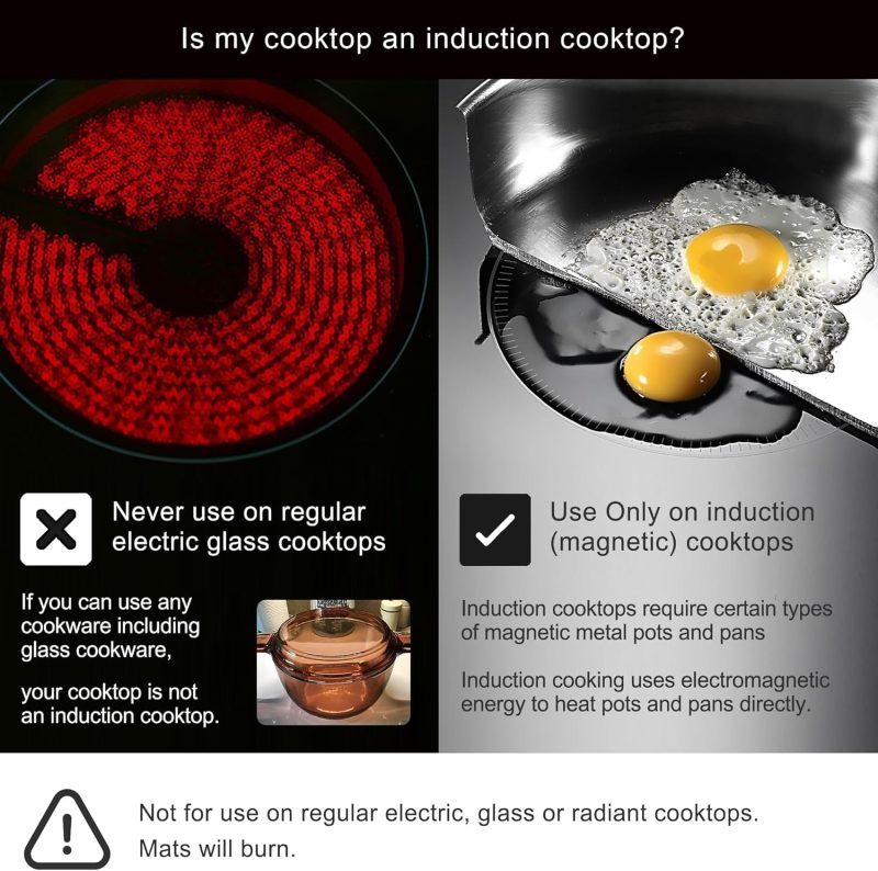 Lazy K Induction Cooktop Mat - Silicone Fiberglass Scratch Protector - For Magnetic Stove - Non Slip Pads To Prevent Pots From Sliding During Cooking_ Black (6.2Inches) - Image 2