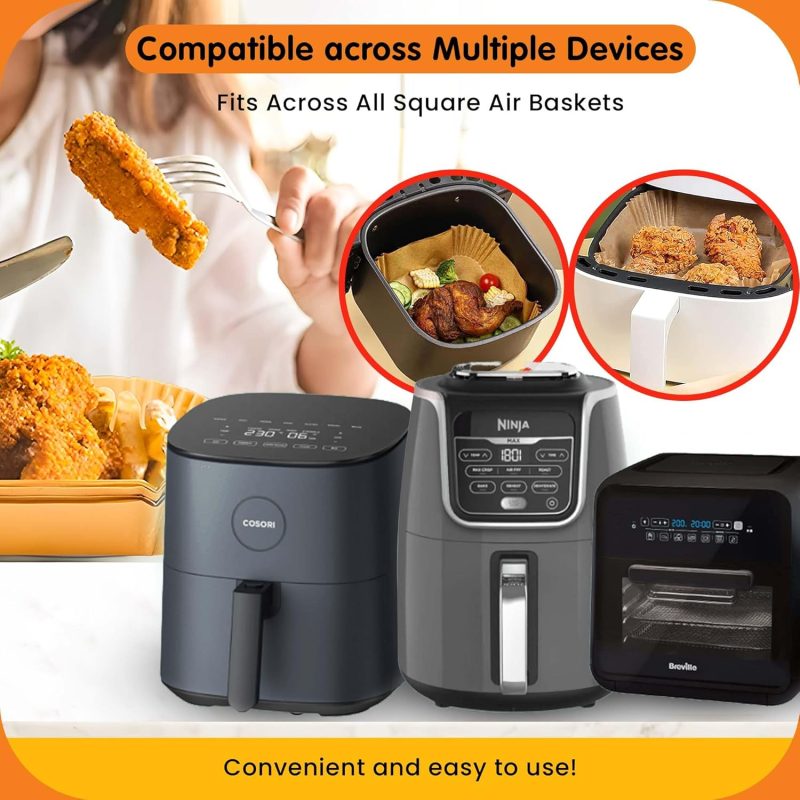 6.5-Inch Square Air Fryer Paper Liners 125Pcs For Easy Cleanup - Non-Stick - Image 5