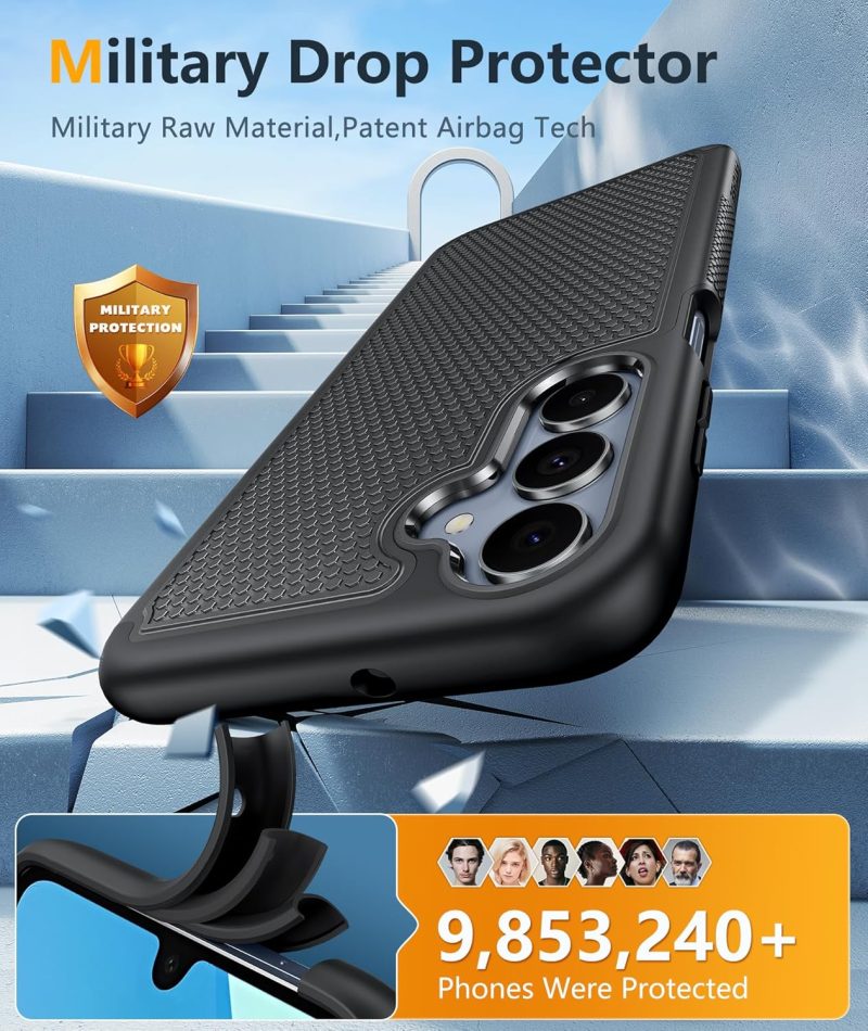 FNTCASE for Samsung Galaxy A16-5G Case: Dual Layer Protective Heavy Duty Cell Phone Cover with Non Slip Textured Back - Shockproof Rugged Military Grade Drop Protection Bumper Tough Black - Image 5