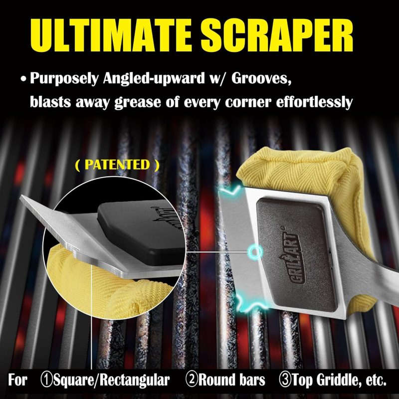 Grillart Grill Brush For Outdoor Grill Bristle Free - Reinforced Grill Cleaner Scraper Bbq Brush - Replaceable Head Barbecue Grill Cleaning Brush - Safe Bbq Accessories Grill Tools - Gifts For Men/Dad - Image 6