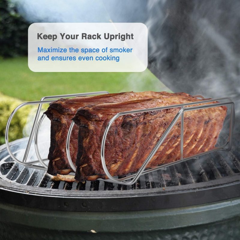 Extra Long Stainless Steel Rib Rack For Smoking And Grilling - Image 5