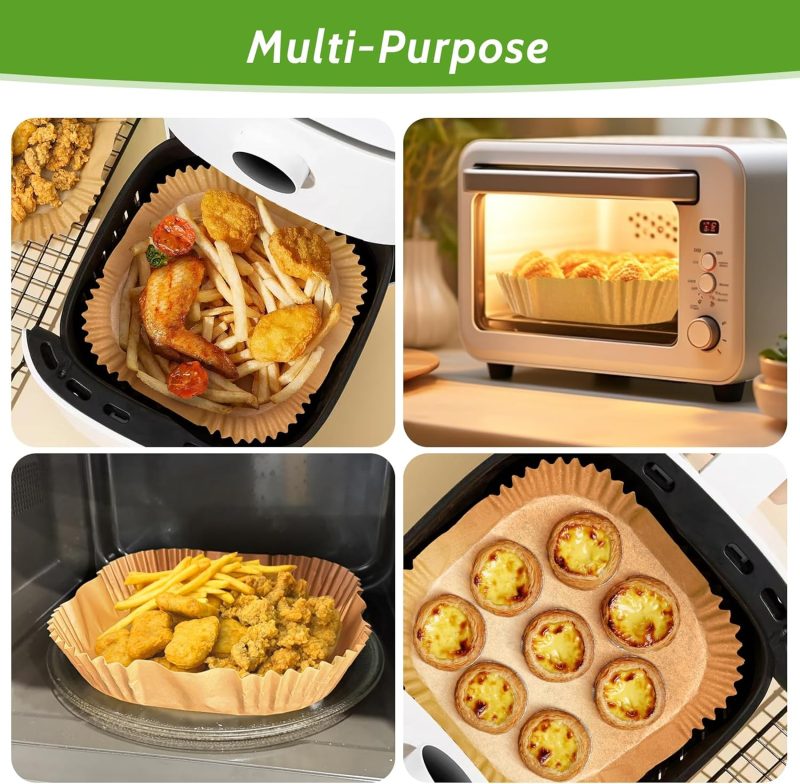 360 Pcs 8” Square Unbleached Heavy Duty Air Fryer Paper Liners Disposable - Image 6