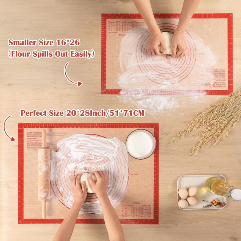 Non-Slip Silicone Pastry Mat Extra Large With Measurements 28''By 20'' For Silicone Baking Mat - Image 2