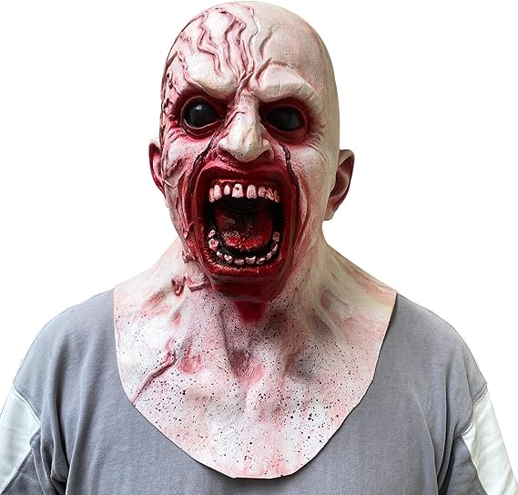 Bulex Zombie Mask Creepy Halloween Props Scary Realistic Face Mask for Adult Party Cosplay Costume Horror Decoration Props