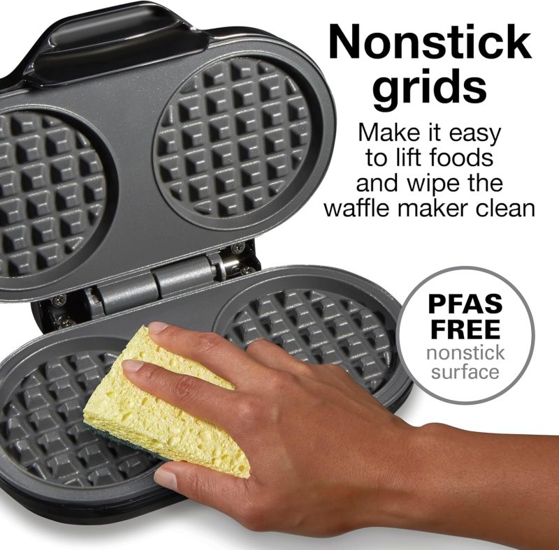 Proctor Silex Double Mini Waffle Maker Machine With 4” Round Non-Stick Grids - Image 3