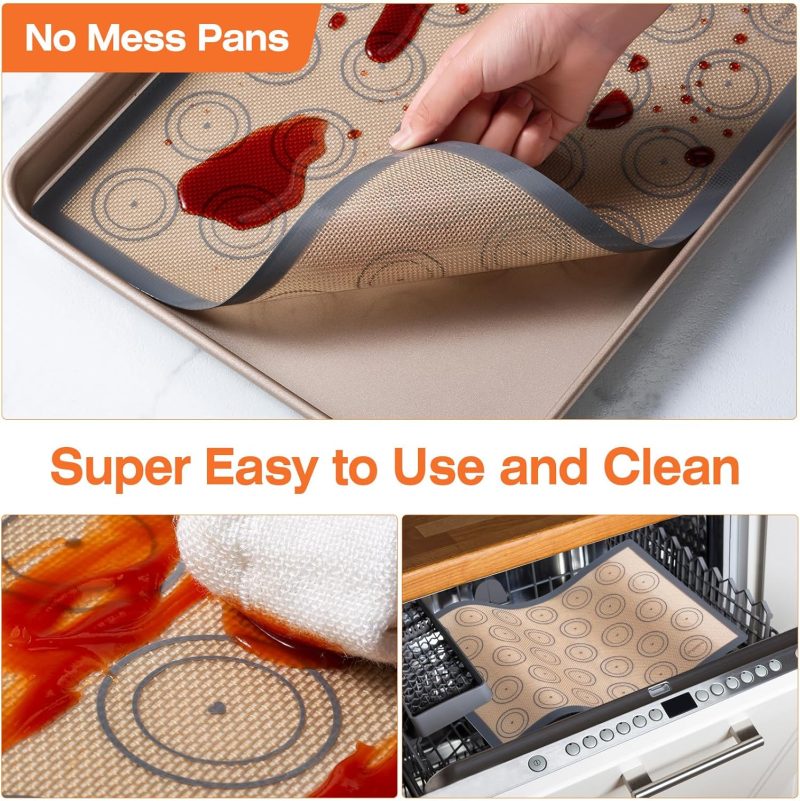 Angadona Macaron Silicone Baking Mats Kit (16Pcs Set) Macaroon Baking Mat Set Of 2 Half Sheet Macaron Silicone Mat Nonstick Macaron Mat Sheet - Image 3