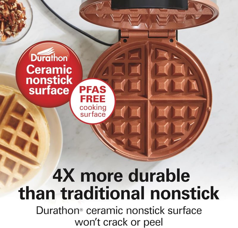 Hamilton Beach Belgian Waffle Maker With Pfas-Free Non-Stick Ceramic-Coated Plates - Image 4