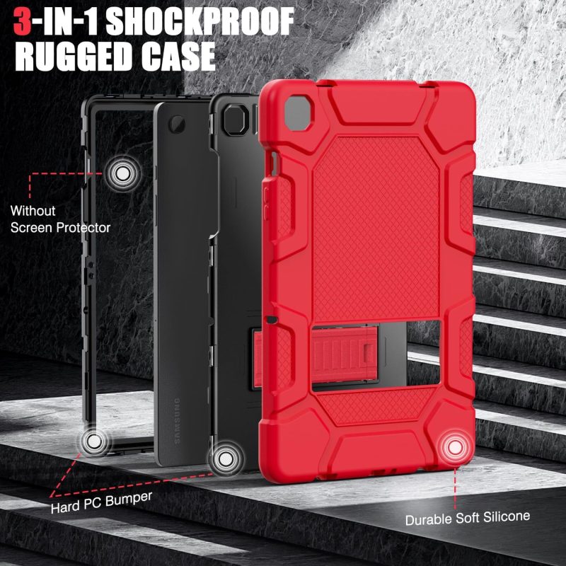 2024 Case for Samsung Galaxy Tab A9+/A9 Plus 11” 2024 Model (SM-X210/X216/X218) Heavy Duty Shockproof Rugged High Impact Protective Case Red - Image 5