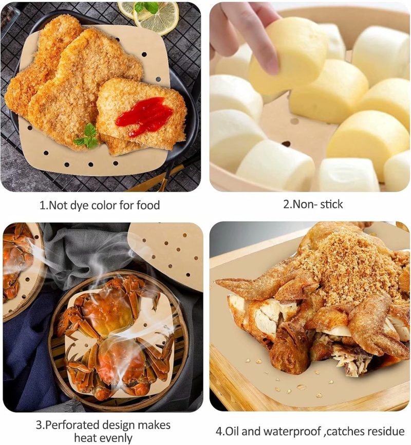 Air Fryer Parchment Paper Liners: 200Pcs 8.5 Inch Square Perforated Parchment Paper For Air Fryer - Image 5
