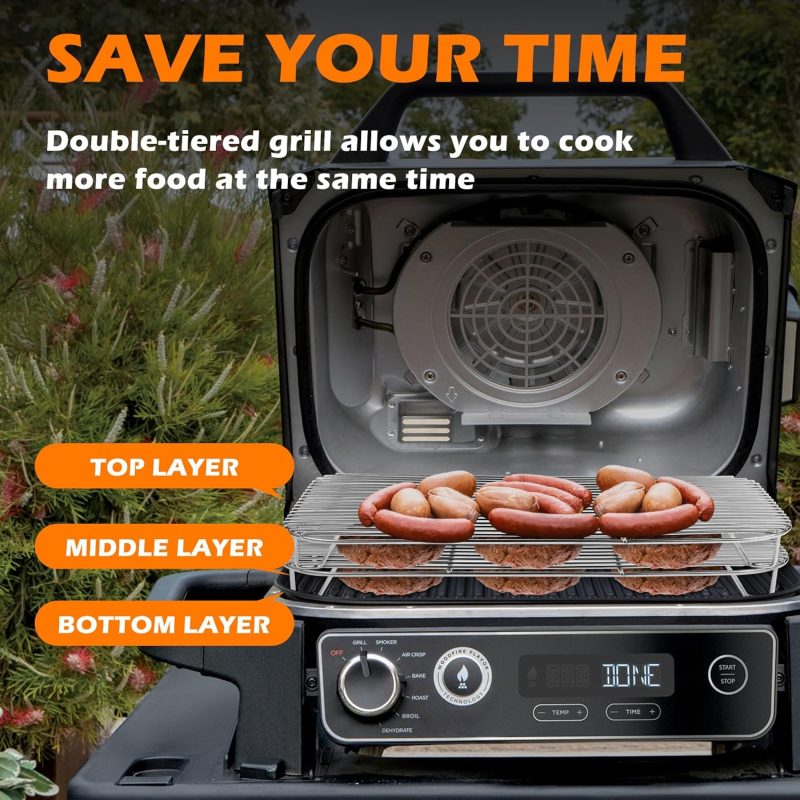 2Pcs Stainless Steel Rack Set For Ninja Woodfire Outdoor Grill And Smoker - Image 4