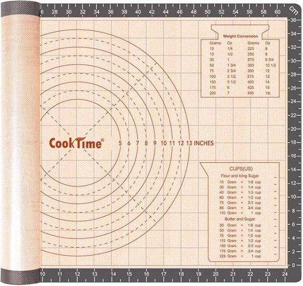 Silicone Pastry Baking Mat Non Stick-Large Rolling Dough With Measurements-Non Slip Pizza