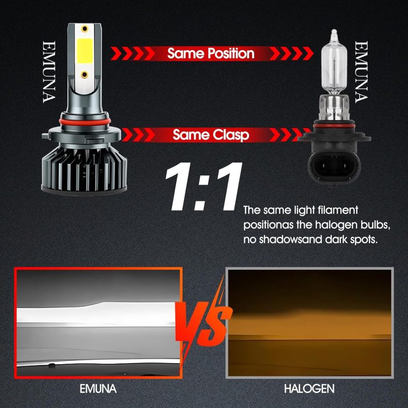 Emuna Fit For Chevrolet Chevy Tahoe 2001-2006 Led Headlight Bulbs 9005 9006 High Low Beam Headlight Bulbs + 880 Led Fog Light Bulbs Kit - Image 2