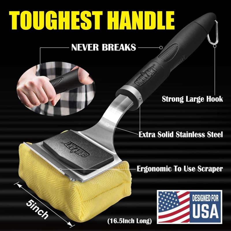 Grillart Grill Brush For Outdoor Grill Bristle Free - Reinforced Grill Cleaner Scraper Bbq Brush - Replaceable Head Barbecue Grill Cleaning Brush - Safe Bbq Accessories Grill Tools - Gifts For Men/Dad - Image 2