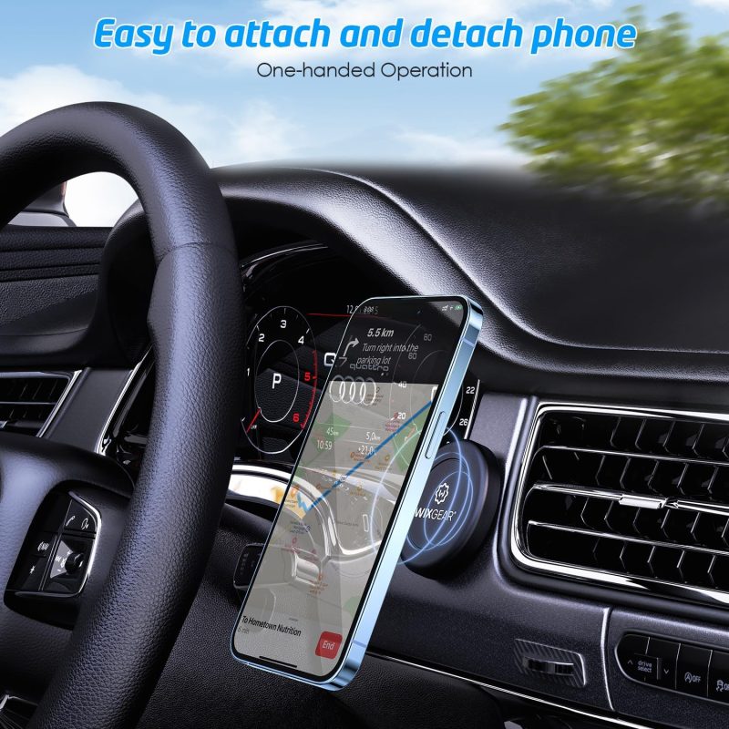 Wixgear Universal Flat Stick On (2 Pack) Dashboard Magnetic Car Mount Holder For Cell Phones And Mini Tablets With Fast Swift-Snap Technology - Extra Slim - Image 2