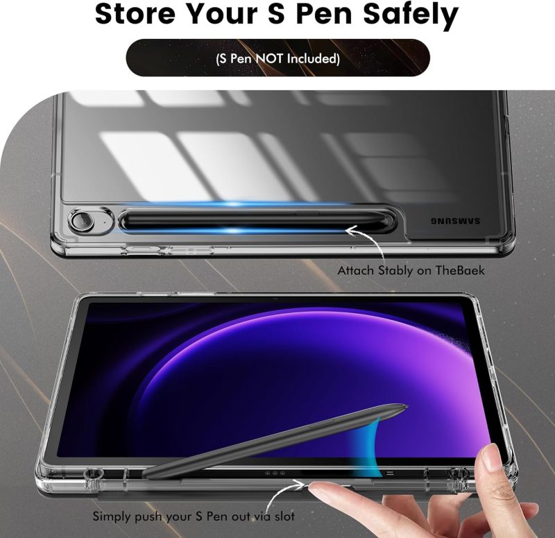 INFILAND Case for Samsung Galaxy Tab S10 Lite /S10 FE/ S9 FE 5G 10.9 Inch/Tab S9 11 Inch with S Pen Holder Slim Clear Protective Cover Support Auto Wake/Sleep (Grey) - Grey - Image 5