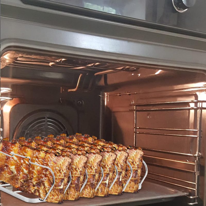 Large Rib Rack For Smoking - 6 Slots Rib Racks For Grilling - Easy To Use And Clean Bbq Premium Durable Rib Rack Stainless Steel - Image 6