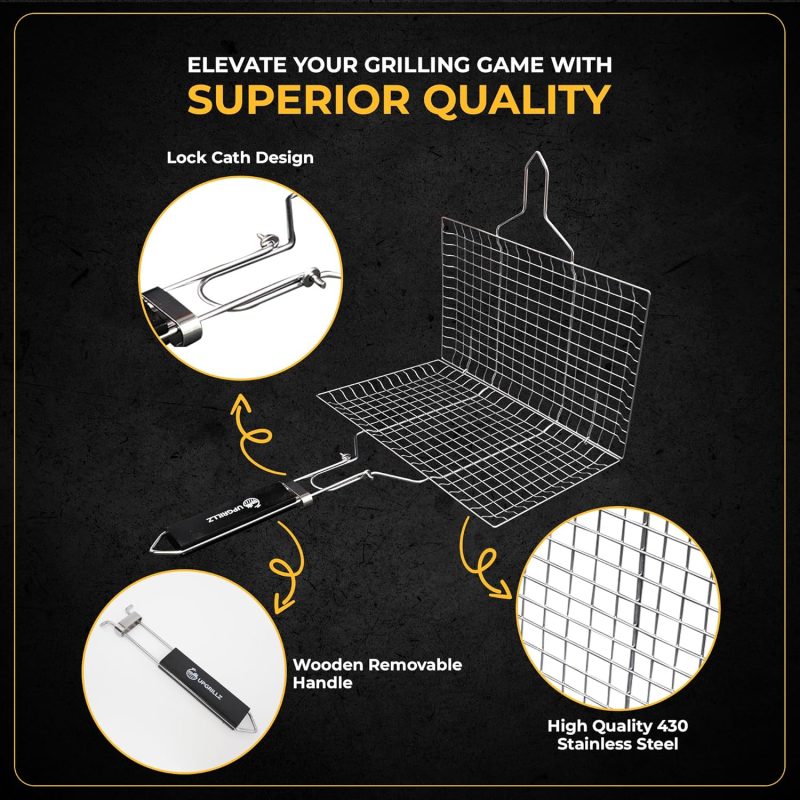Fish Grill Baskets For Outdoor Grill Vegetables - Image 3