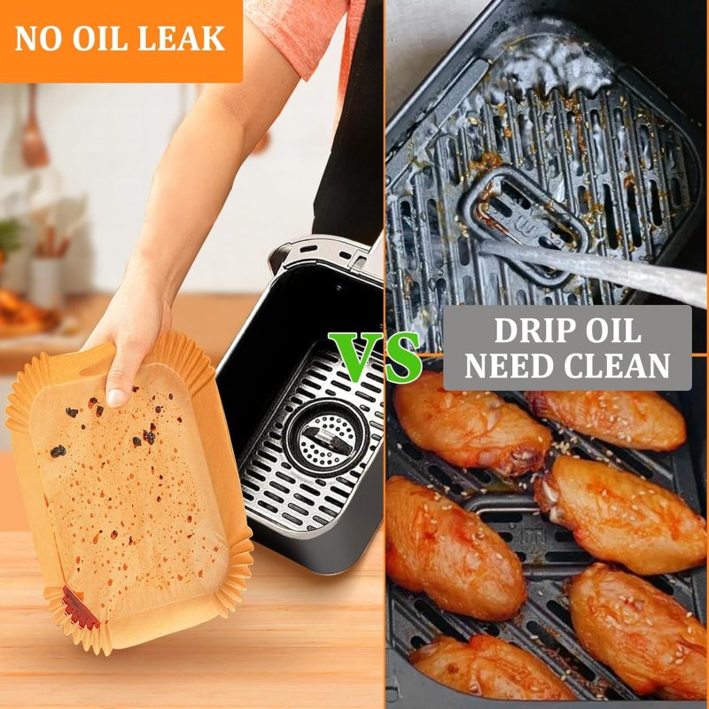 200Pcs Air Fryer Liners For Ninja: Higher Non-Stick Disposable Parchment Paper Liner For Ninja Dz201/Dz401 Dual Airfryer Baking - Food Grade Ninja Air Fryer Accessories (Rectangle - 8.6 X 5.5 Inch) - Image 4